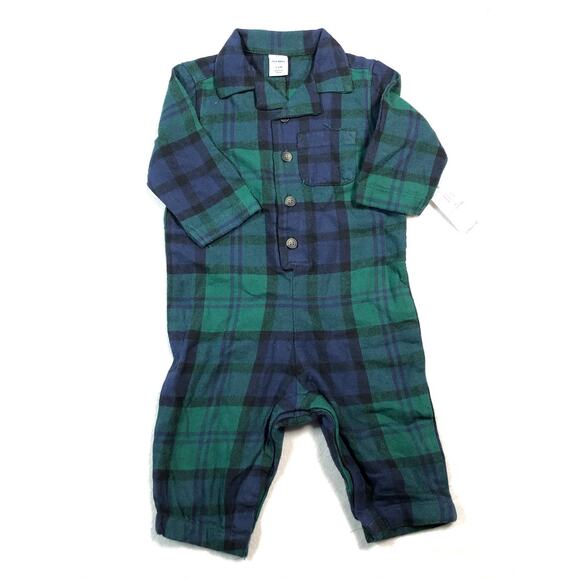 OLD NAVY BOYS WINTER FLANNEL ROMPER SIZE 3/6M - Picture 1 of 4